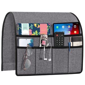 Joywell Armrest Organizer Couch Caddy Remote Holder 6 Pocket Grey Sofa